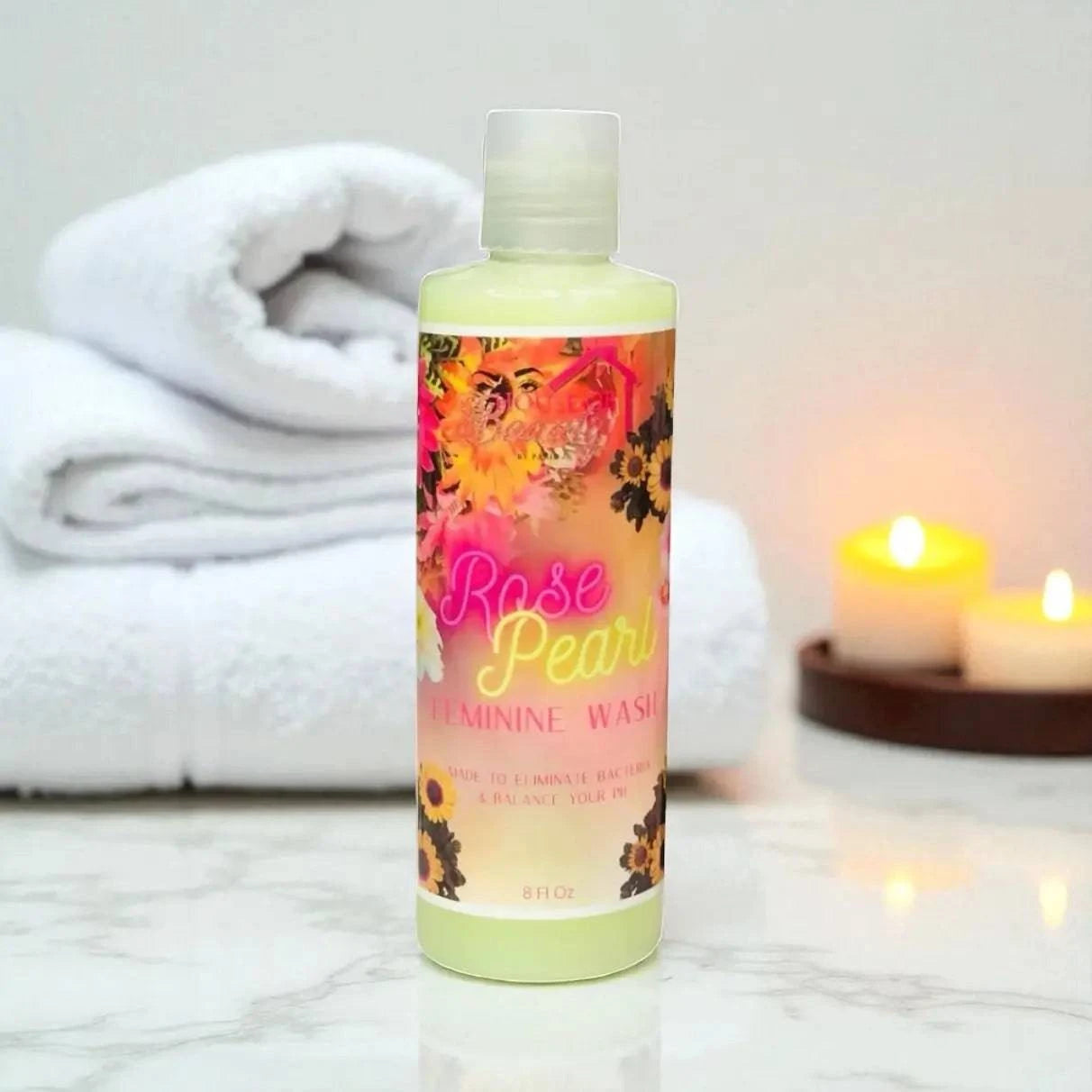Rose Pearl Feminine Wash body wash by House Of Beauty by Paris J, featuring a feminine floral scent and gentle cleansing formula.