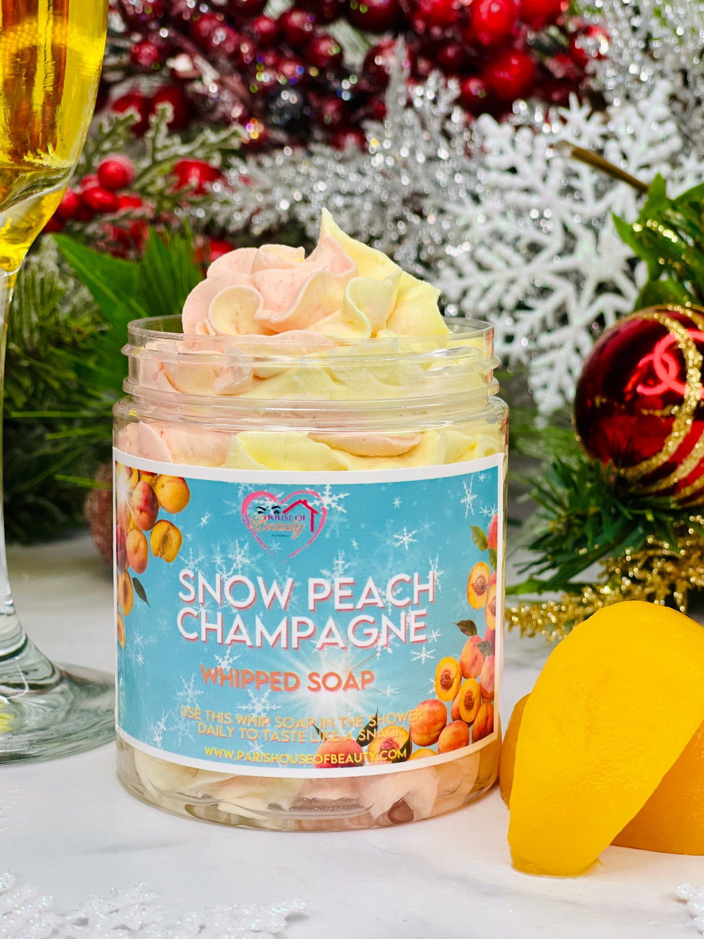 Snow Peach Champagne Whipped Soap