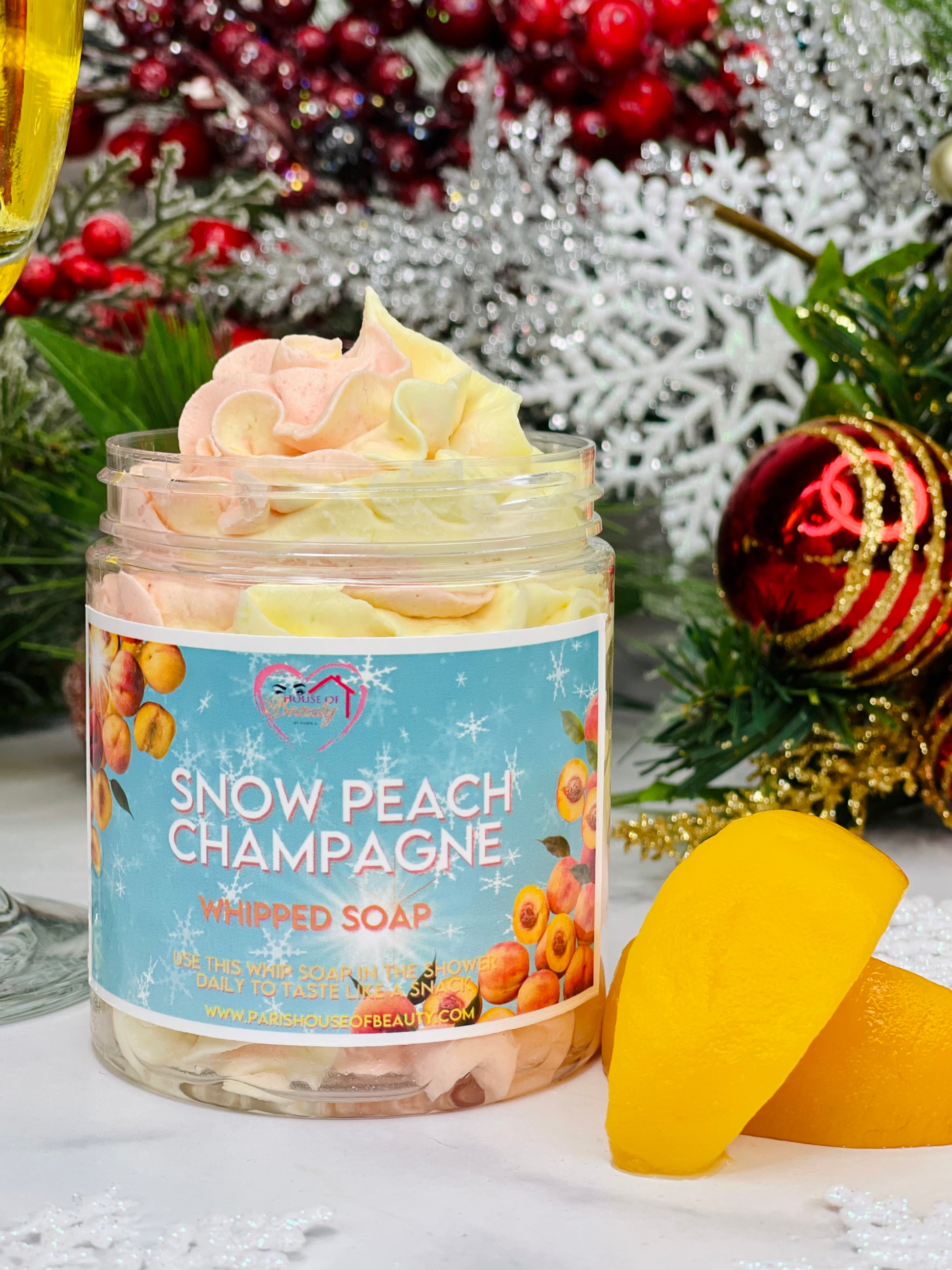 Snow Peach Champagne Whipped Soap