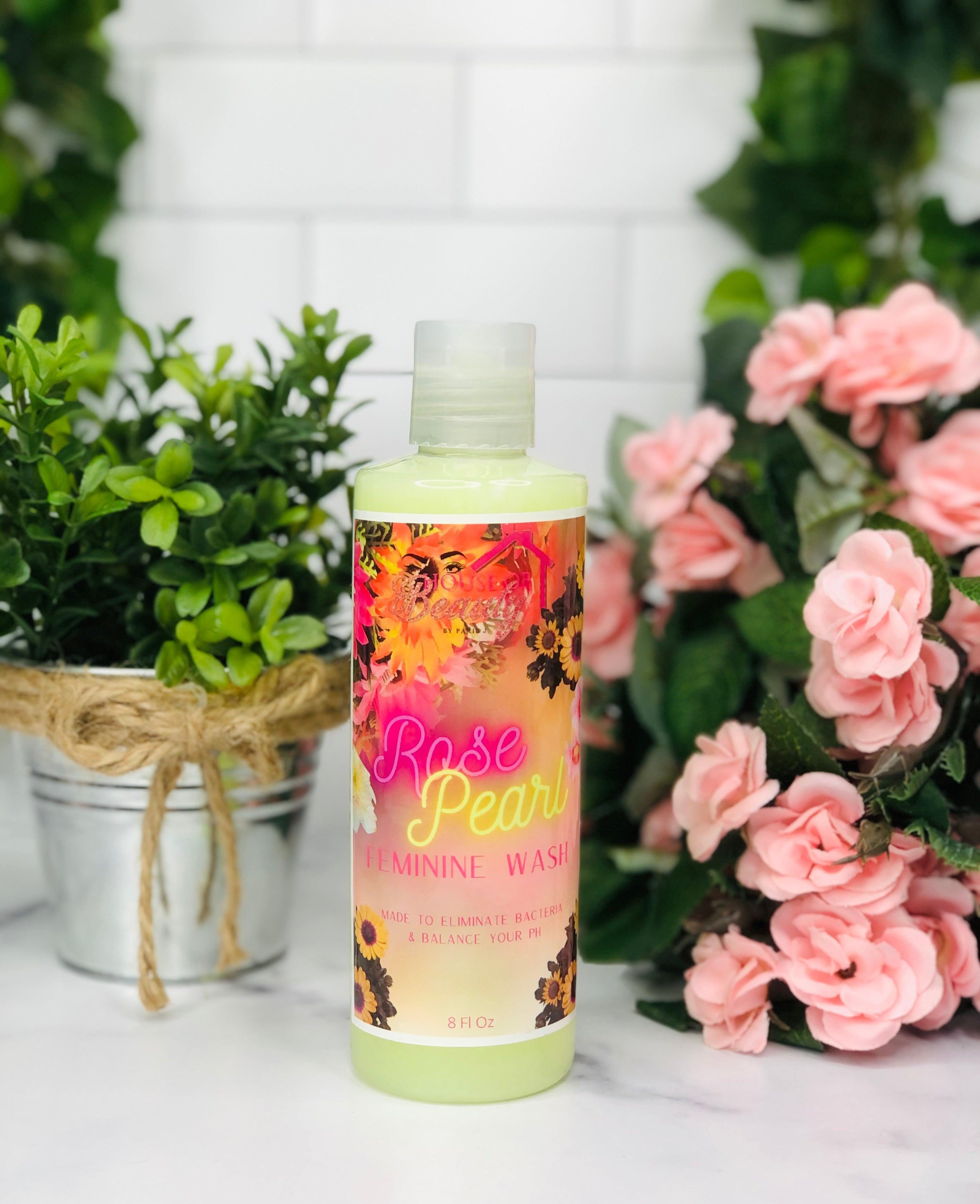 Creamy Rose Pearl Feminine Wash by House of Beauty, gentle body wash with rose and pearl extract for fresh, clean skin.